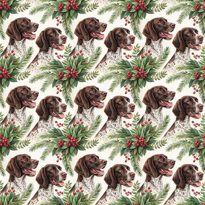 German Shorthaired Pointer Portrait Wreath Wrapping Paper — repeating pattern tile