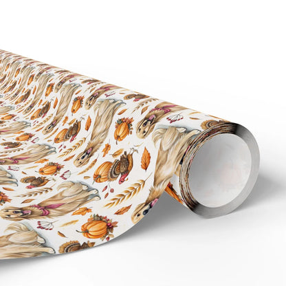 Gobble 'Til You Wobble: Golden Retriever Thanksgiving Wrapping Paper — paper roll