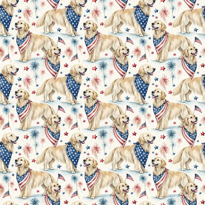Golden Retriever Americana Wrapping Paper — repeating pattern tile