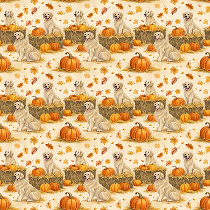 Golden Retriever Fall Pumpkin Wrapping Paper — repeating pattern tile
