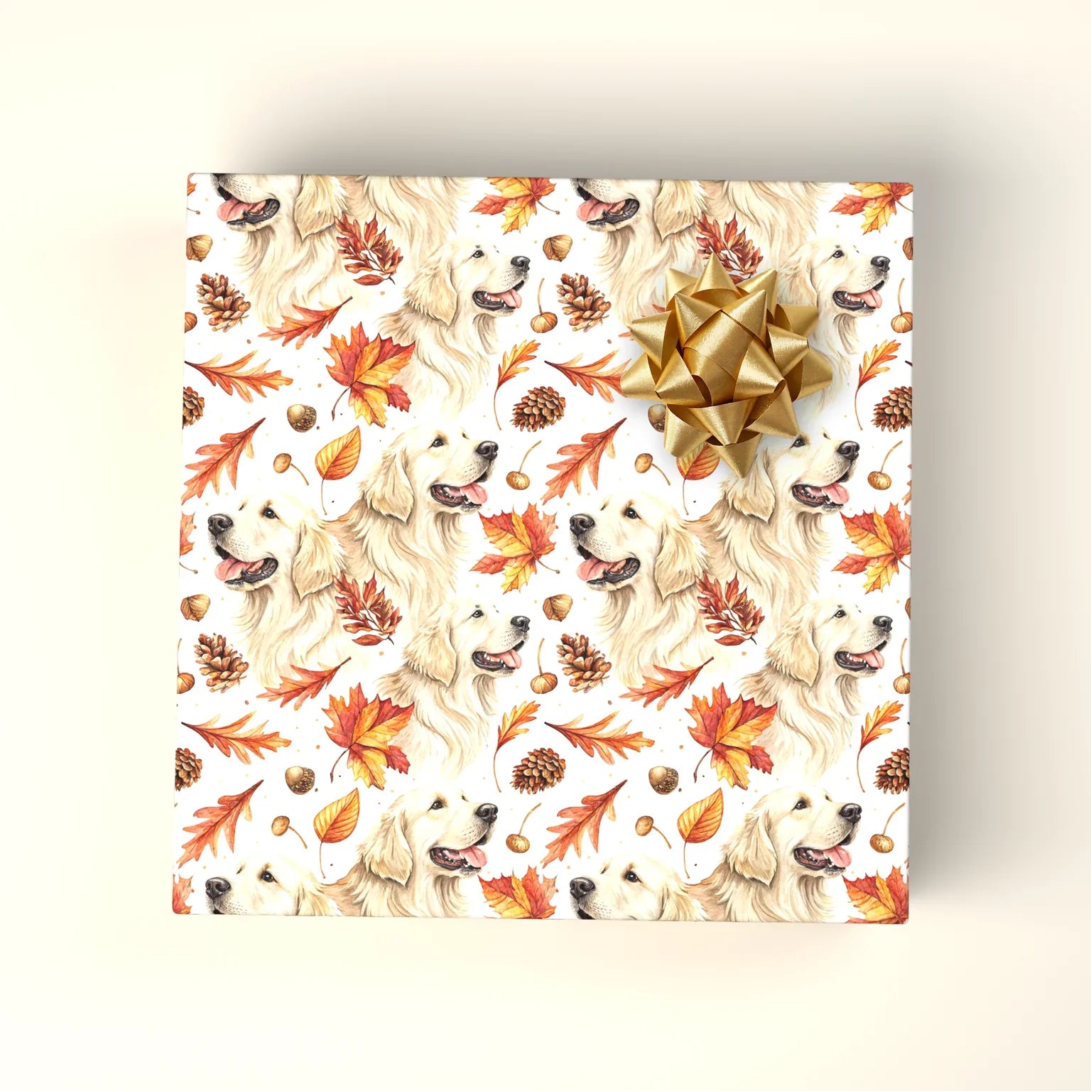 Golden Retriever Fall Wrapping Paper — wrapped gift presentation