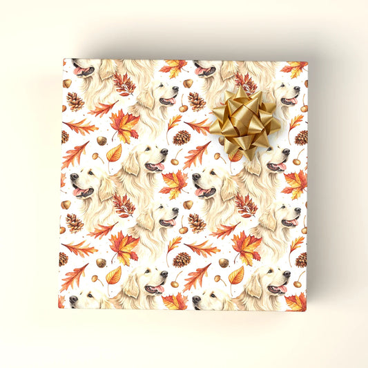 Golden Retriever Fall Wrapping Paper — wrapped gift presentation