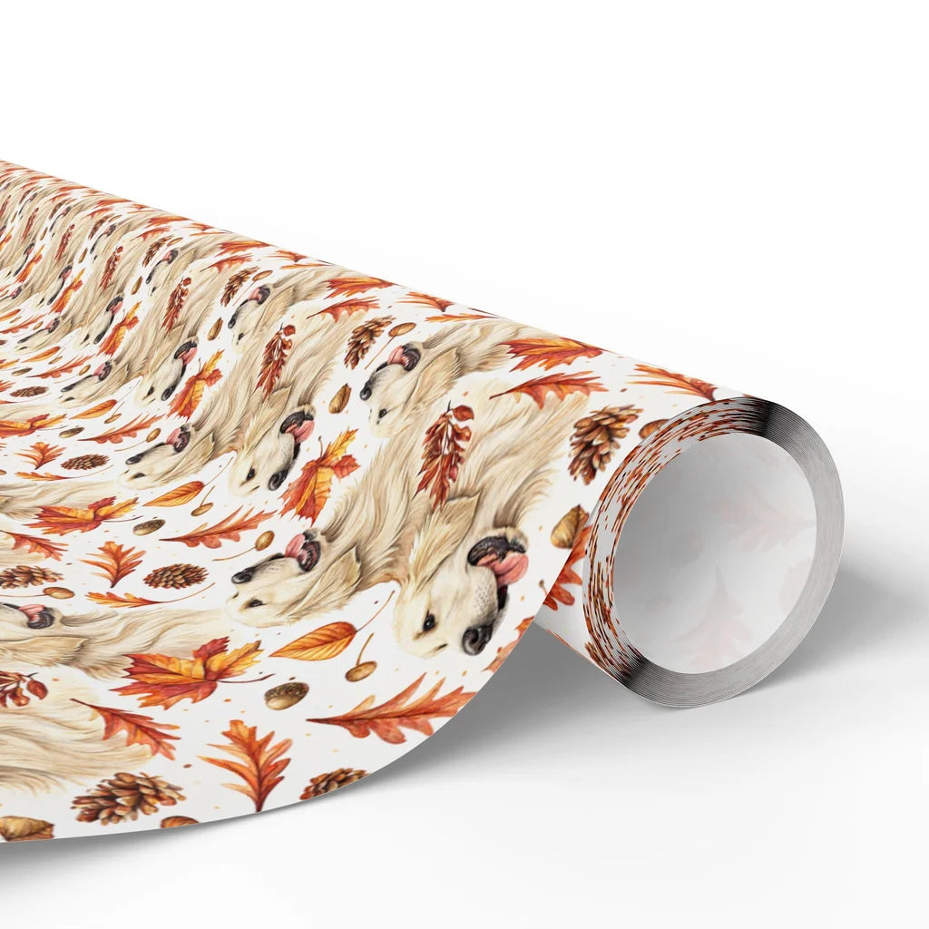 Golden Retriever Fall Wrapping Paper — paper roll