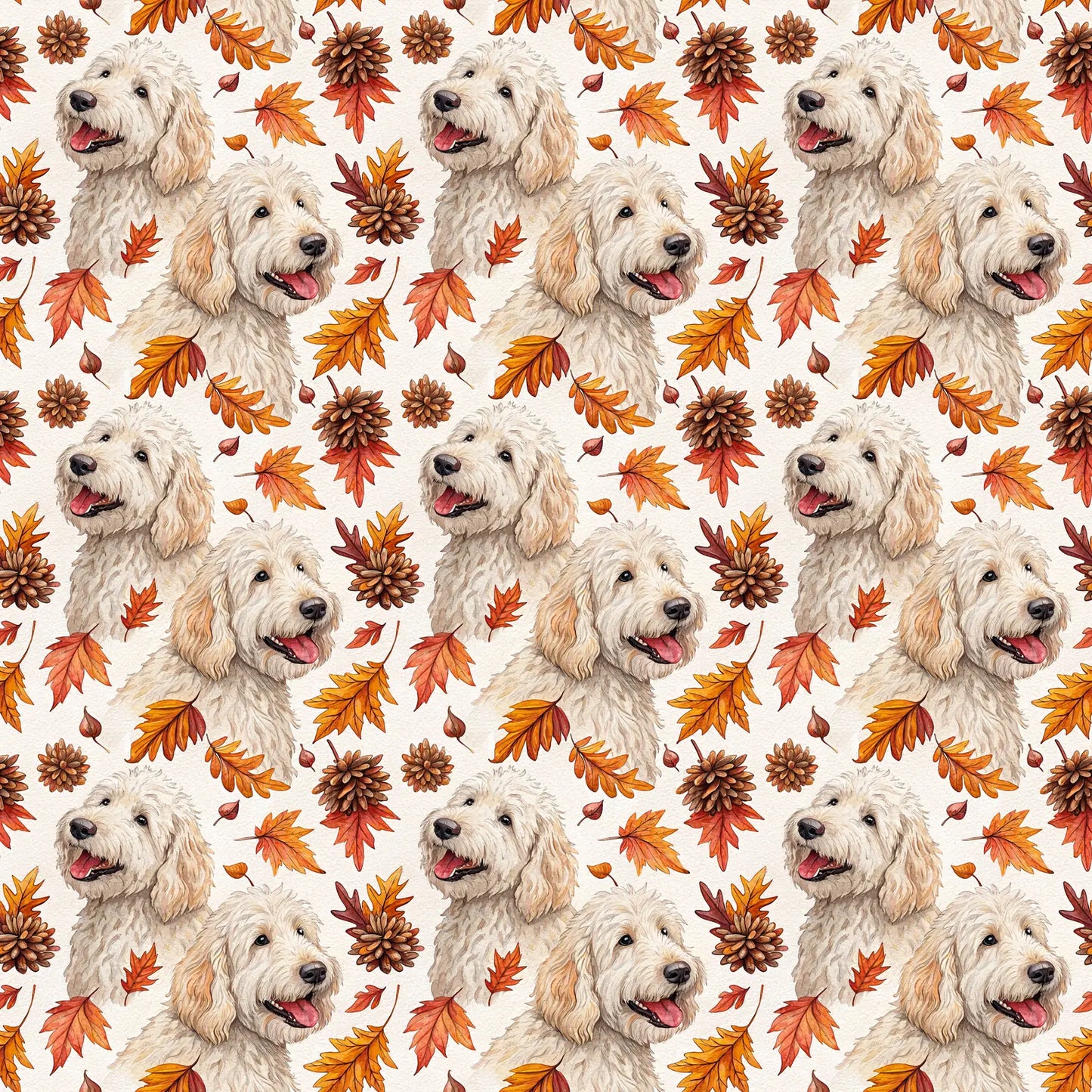 Golden Retriever Fall Wrapping Paper — repeating pattern tile
