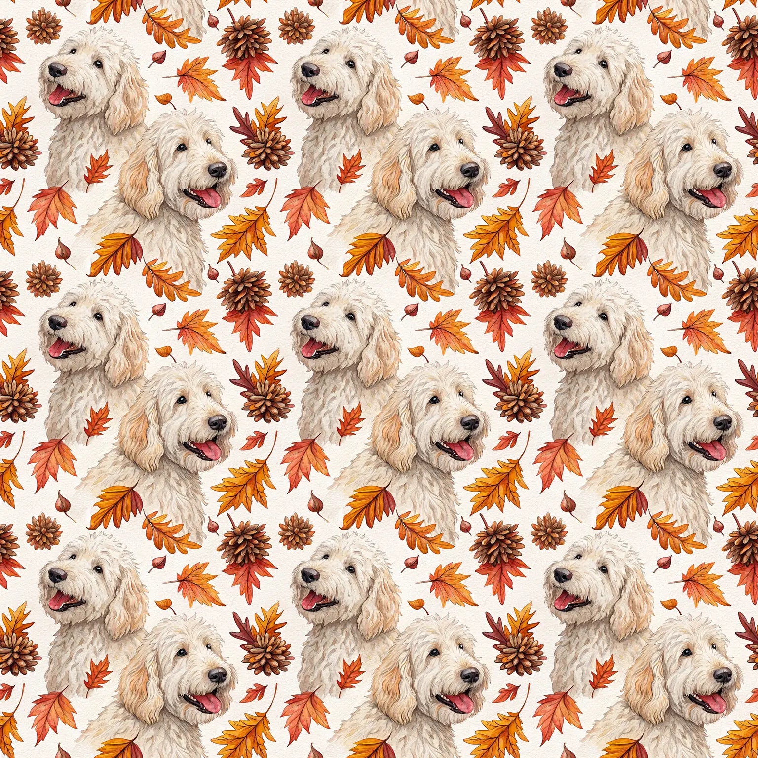 Golden Retriever Fall Wrapping Paper — repeating pattern tile
