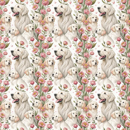 Golden Retriever Floral Wrapping Paper — repeating pattern tile