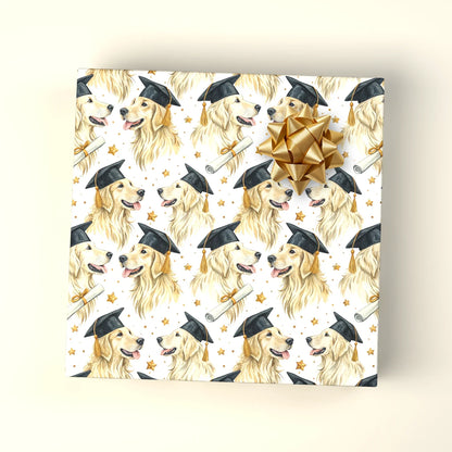 Golden Retriever Graduation Wrapping Paper — wrapped gift presentation