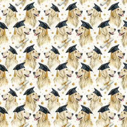 Golden Retriever Graduation Wrapping Paper — repeating pattern tile