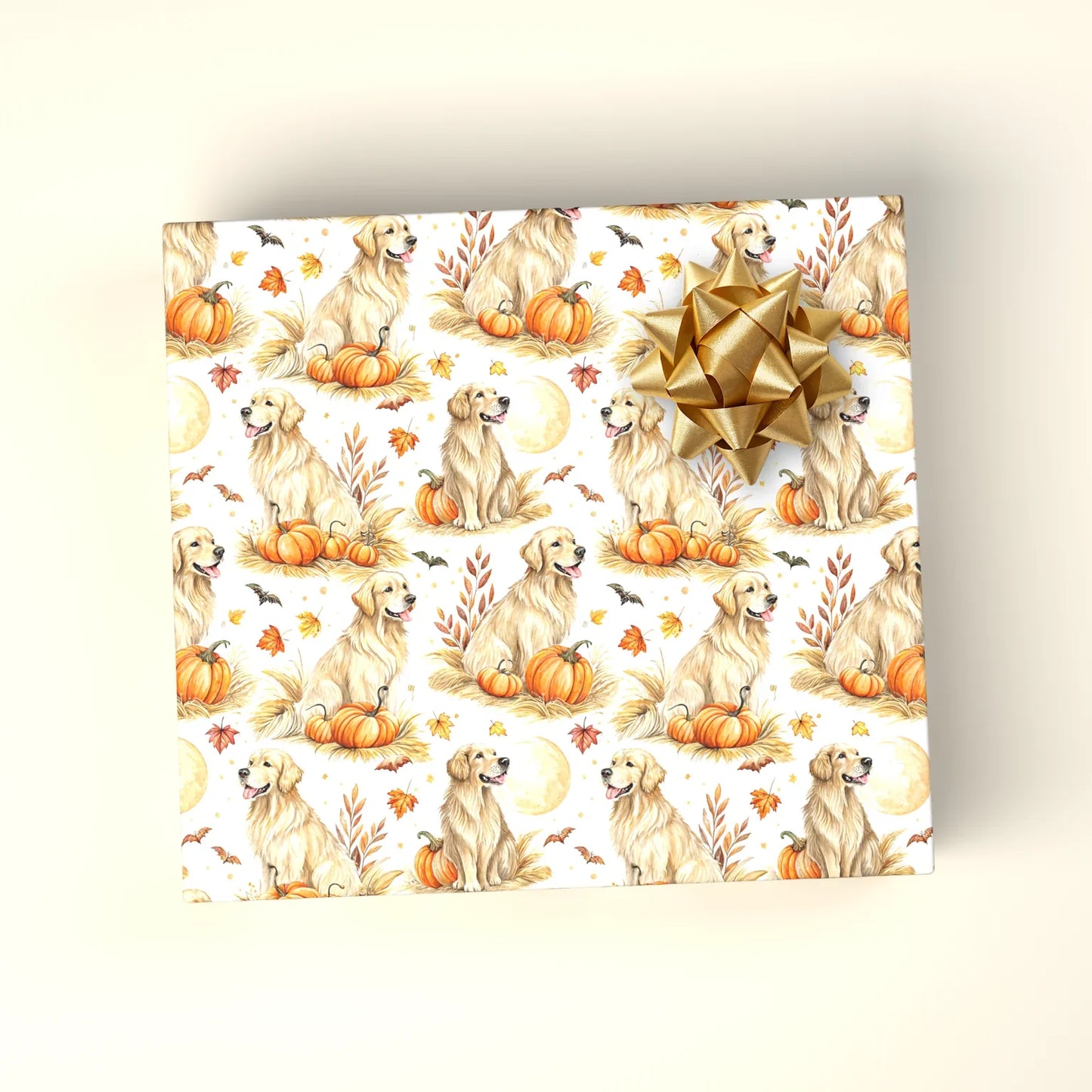 Golden Retriever Halloween Wrapping Paper — wrapped gift presentation