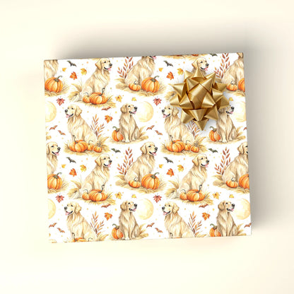 Golden Retriever Halloween Wrapping Paper — wrapped gift presentation