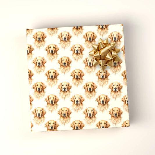 Golden Retriever Portrait Wrapping Paper — wrapped gift presentation