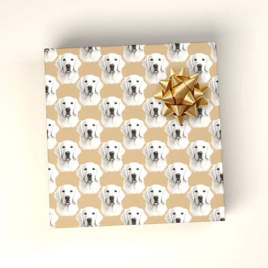 Golden Retriever Portrait Wrapping Paper — wrapped gift presentation