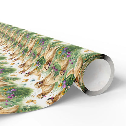 Golden Retriever Spring Garden Wrapping Paper — paper roll