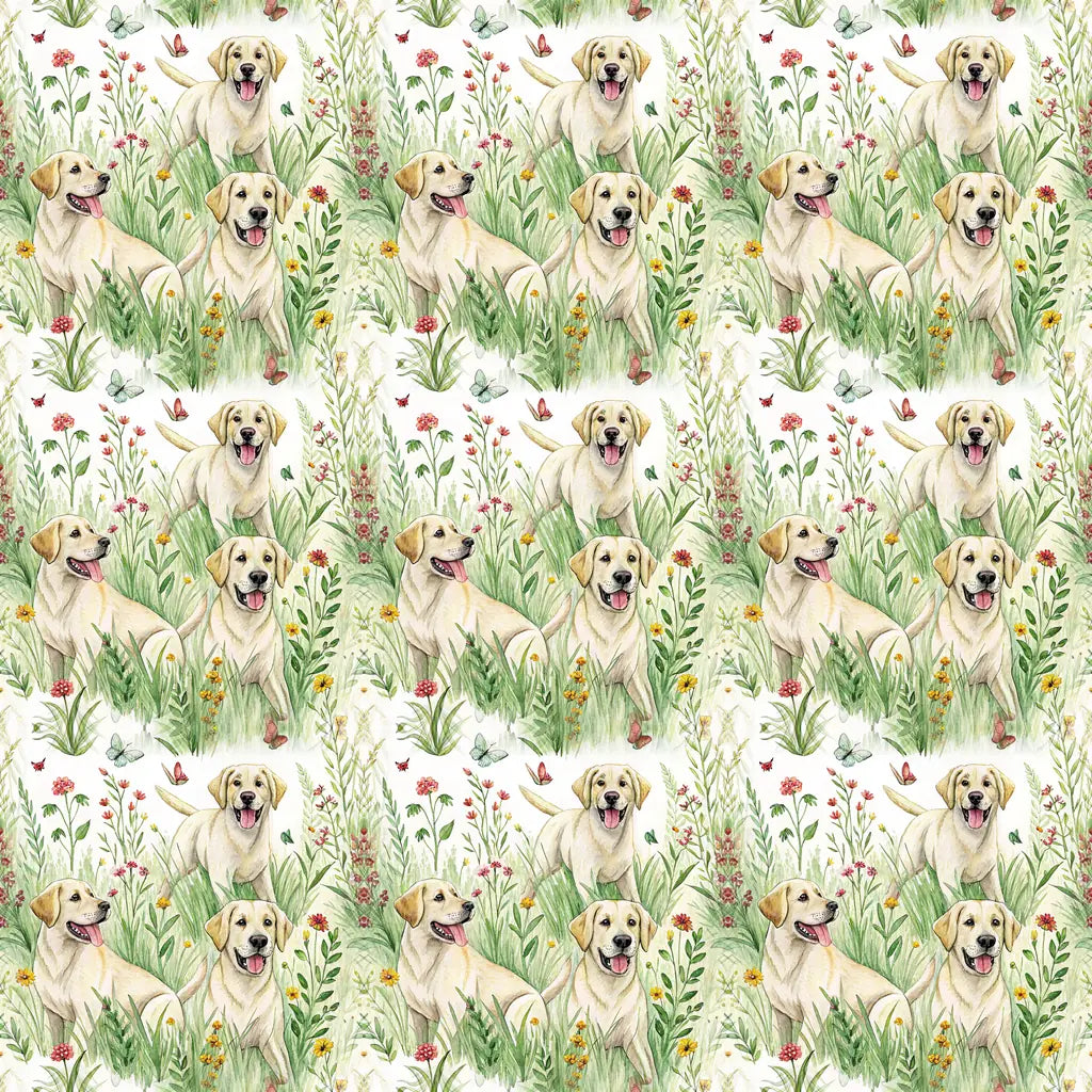 Golden Retriever Spring Garden Wrapping Paper — repeating pattern tile