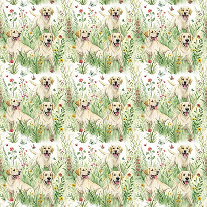 Golden Retriever Spring Garden Wrapping Paper — repeating pattern tile