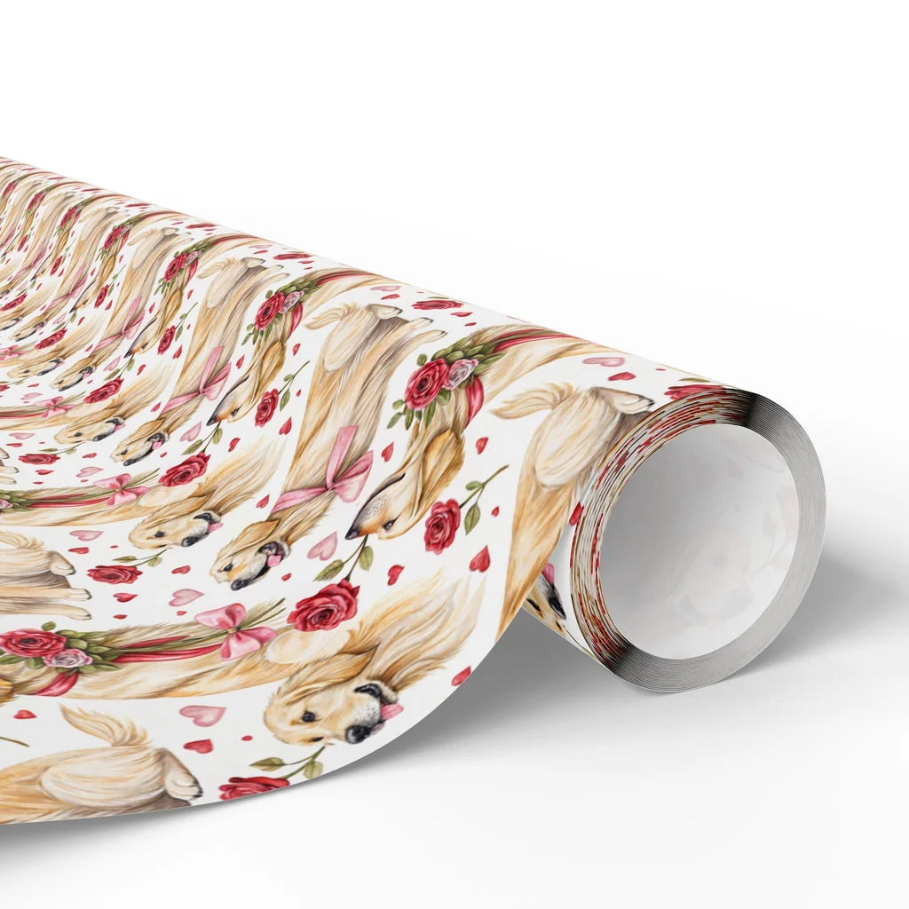 Golden Retriever Valentine's Day Wrapping Paper — paper roll