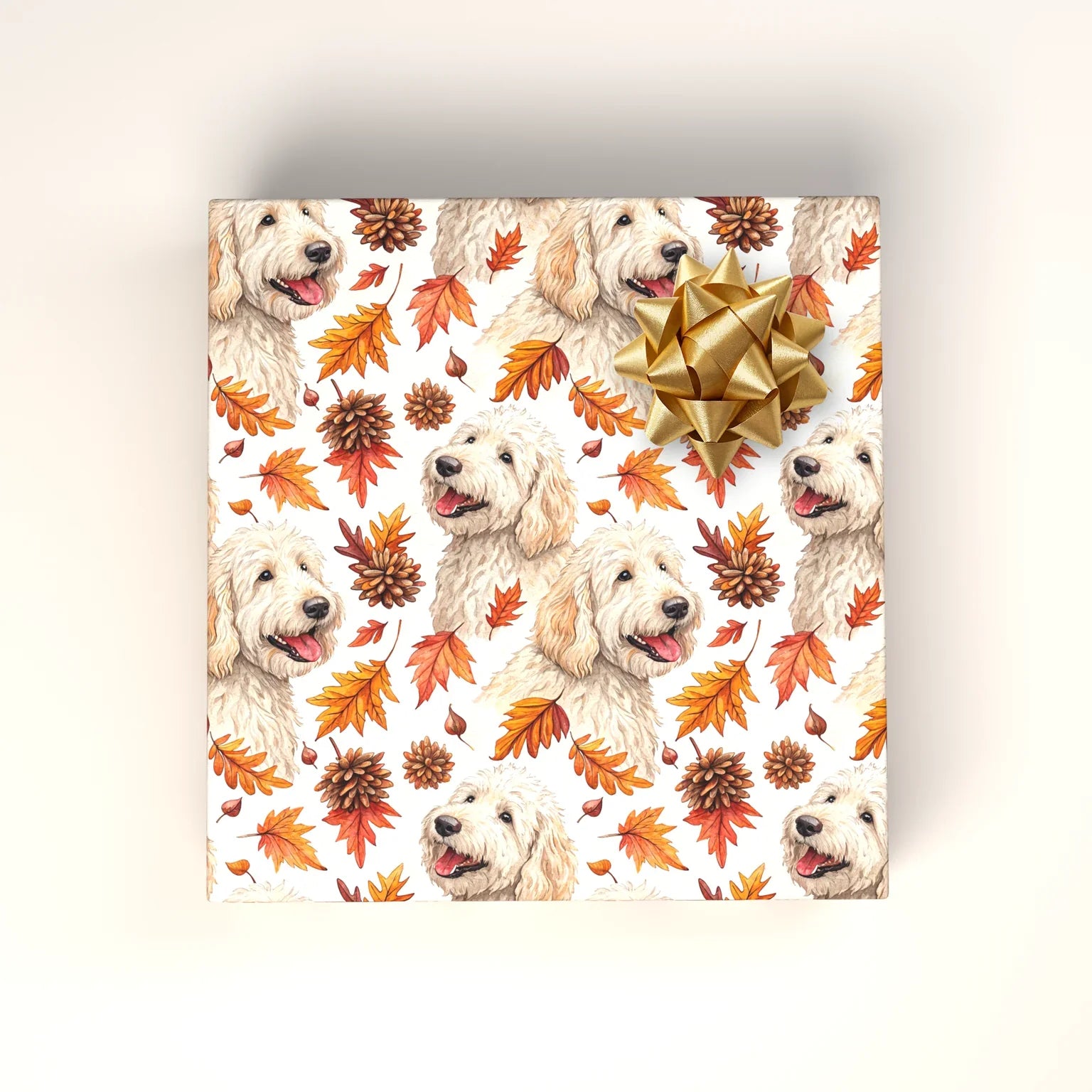 Goldendoodle Fall Wrapping Paper — wrapped gift presentation
