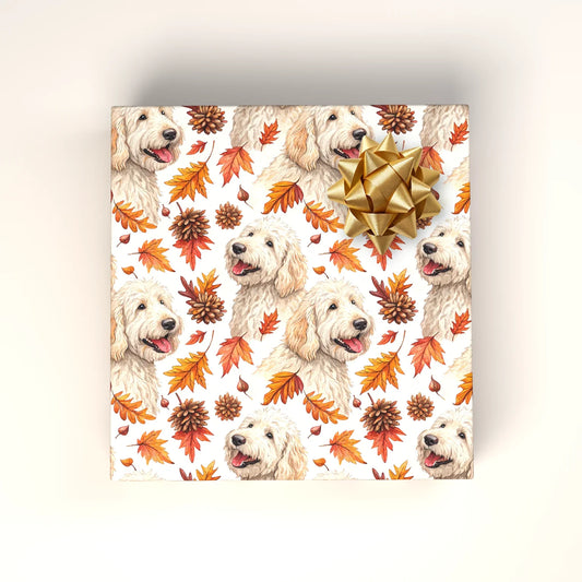 Goldendoodle Fall Wrapping Paper — wrapped gift presentation
