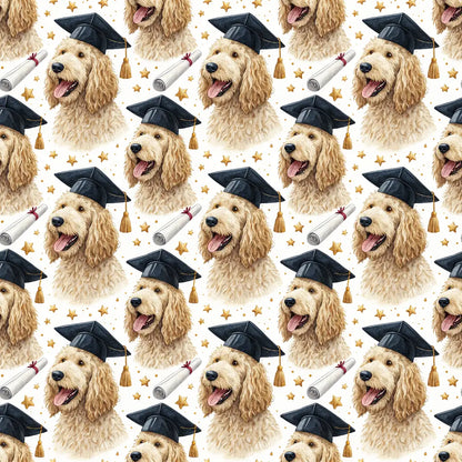 Goldendoodle Graduation Wrapping Paper — repeating pattern tile