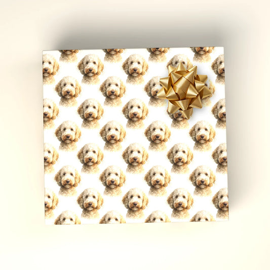 Goldendoodle Portrait Wrapping Paper — wrapped gift presentation
