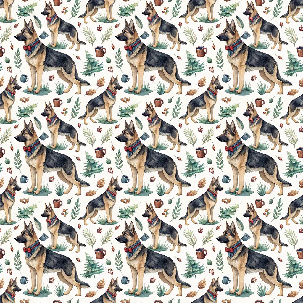 Good Dog Gift Wrap: German Shepherd Wrapping Paper — repeating pattern tile