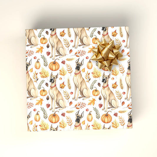 Great Dane Autumn Wrapping Paper — wrapped gift presentation
