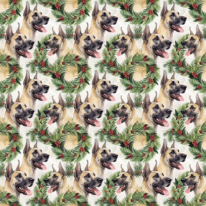 Great Dane Christmas Wreath Wrapping Paper — repeating pattern tile