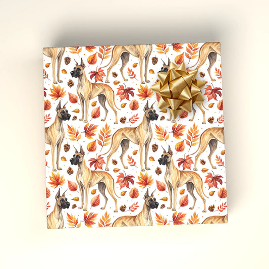 Great Dane Fall Wrapping Paper — wrapped gift presentation