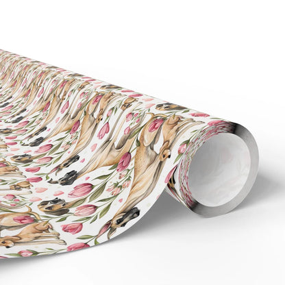 Great Dane Floral Wrapping Paper with Pink Tulips — paper roll