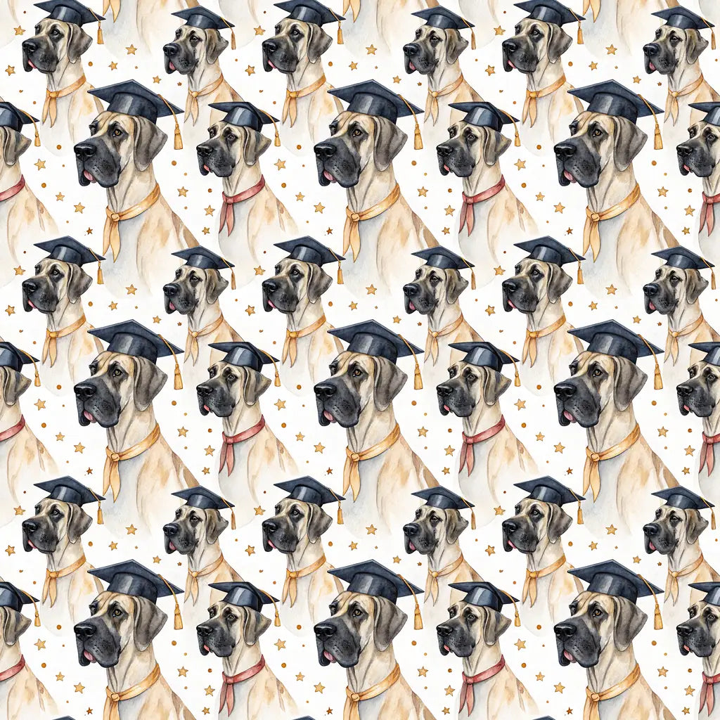 Great Dane Graduation Wrapping Paper — repeating pattern tile