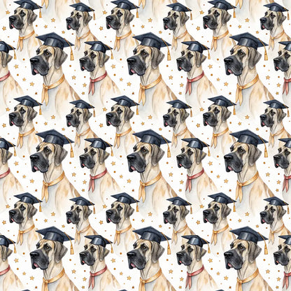 Great Dane Graduation Wrapping Paper — repeating pattern tile