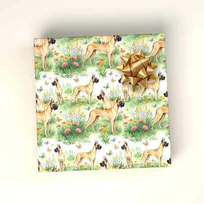 Great Dane Spring Wrapping Paper — wrapped gift presentation