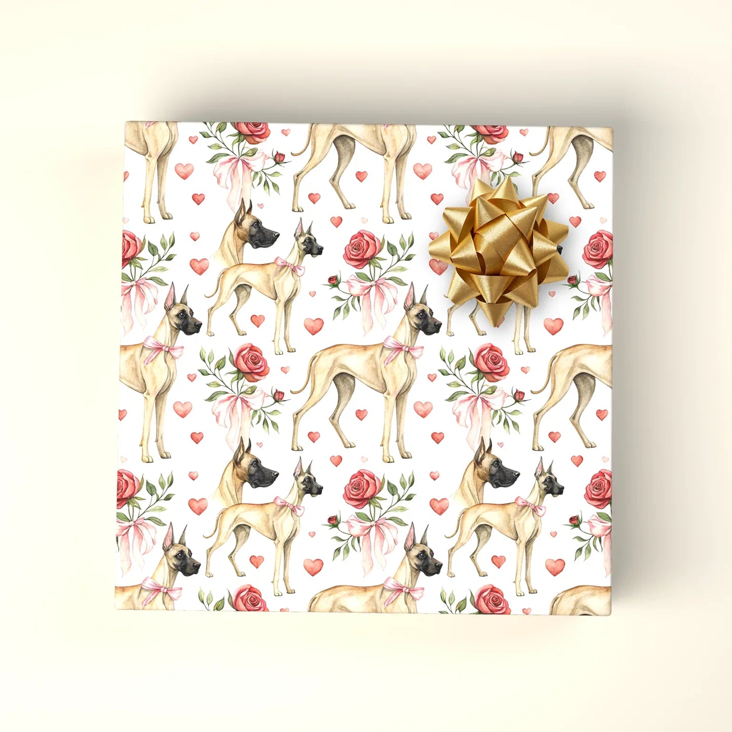 Great Dane Valentine Wrapping Paper — wrapped gift presentation