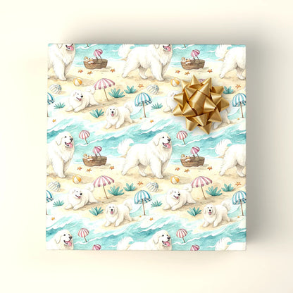 Great Pyrenees Beach Wrapping Paper — wrapped gift presentation
