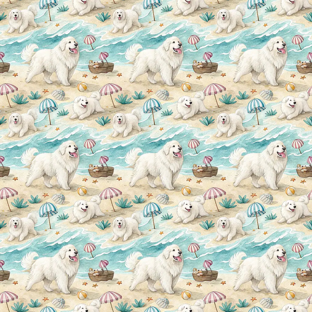 Great Pyrenees Beach Wrapping Paper — repeating pattern tile