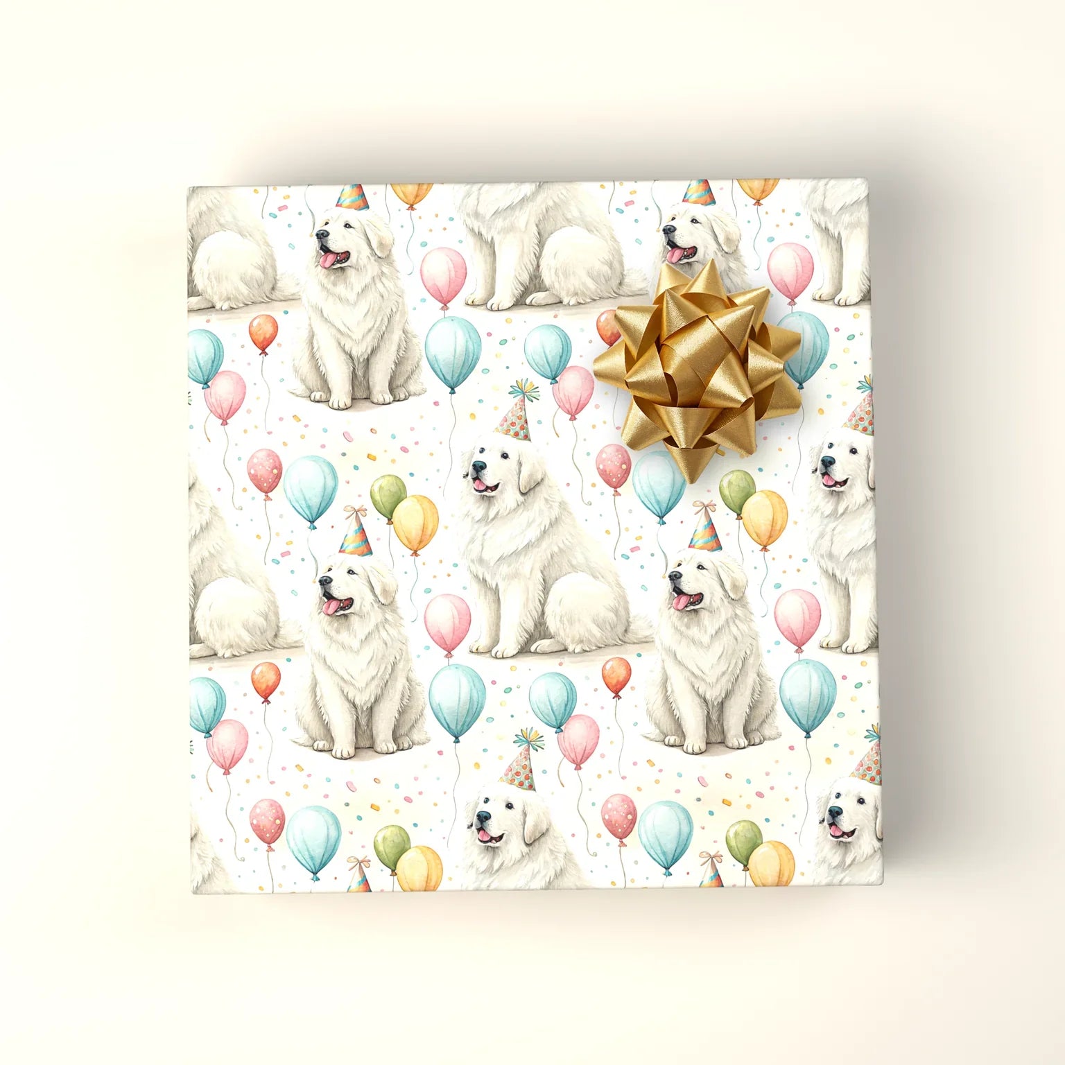 Great Pyrenees Birthday Wrapping Paper — wrapped gift presentation
