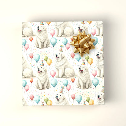 Great Pyrenees Birthday Wrapping Paper — wrapped gift presentation