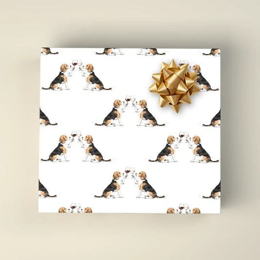 Happy Hour Beagle Wrapping Paper — wrapped gift presentation