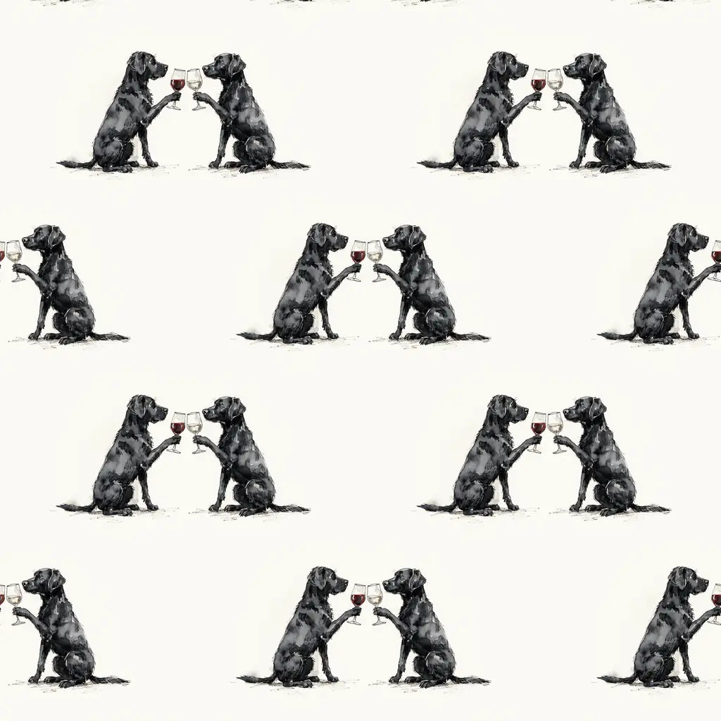 Happy Hour Black Labrador Retriever Wrapping Paper — repeating pattern tile