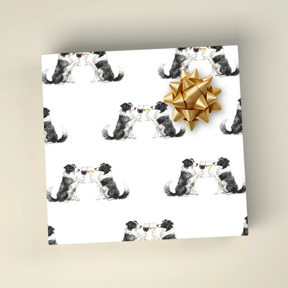 Happy Hour Border Collie Wrapping Paper — wrapped gift presentation