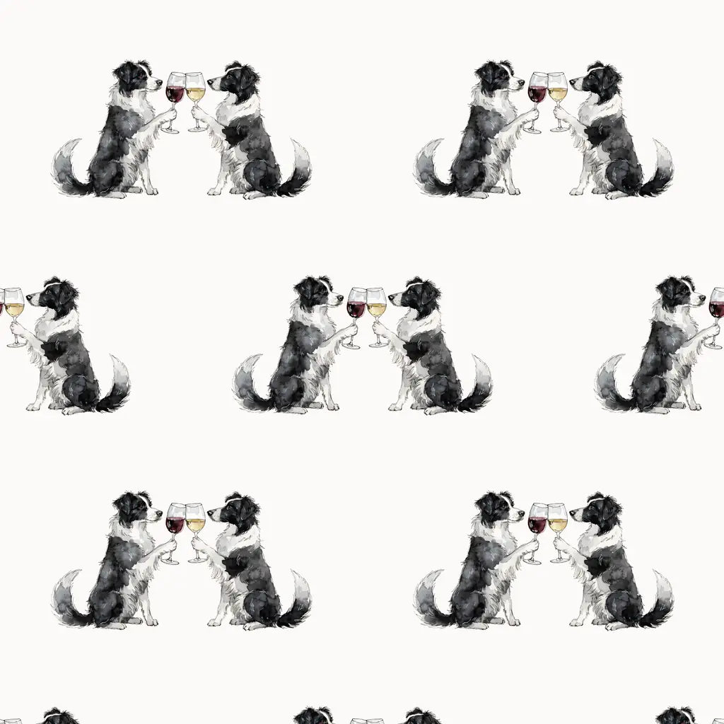 Happy Hour Border Collie Wrapping Paper — repeating pattern tile