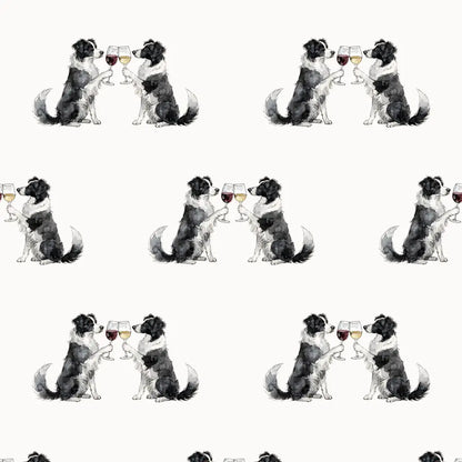 Happy Hour Border Collie Wrapping Paper — repeating pattern tile