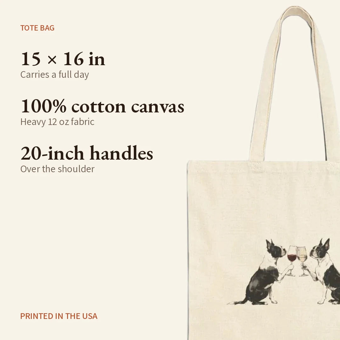 Happy Hour Boston Terrier Tote Bag — what you get
