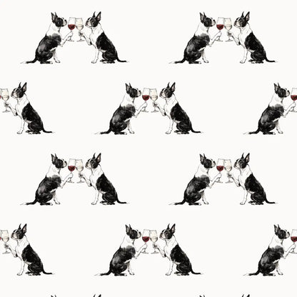 Happy Hour Boston Terrier Wrapping Paper — repeating pattern tile