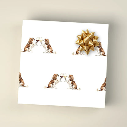 Happy Hour Cavalier King Charles Spaniel Wrapping Paper — wrapped gift presentation