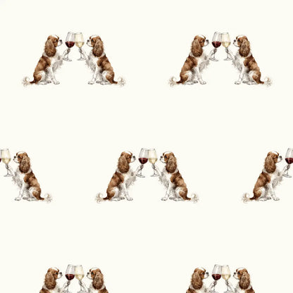 Happy Hour Cavalier King Charles Spaniel Wrapping Paper — repeating pattern tile