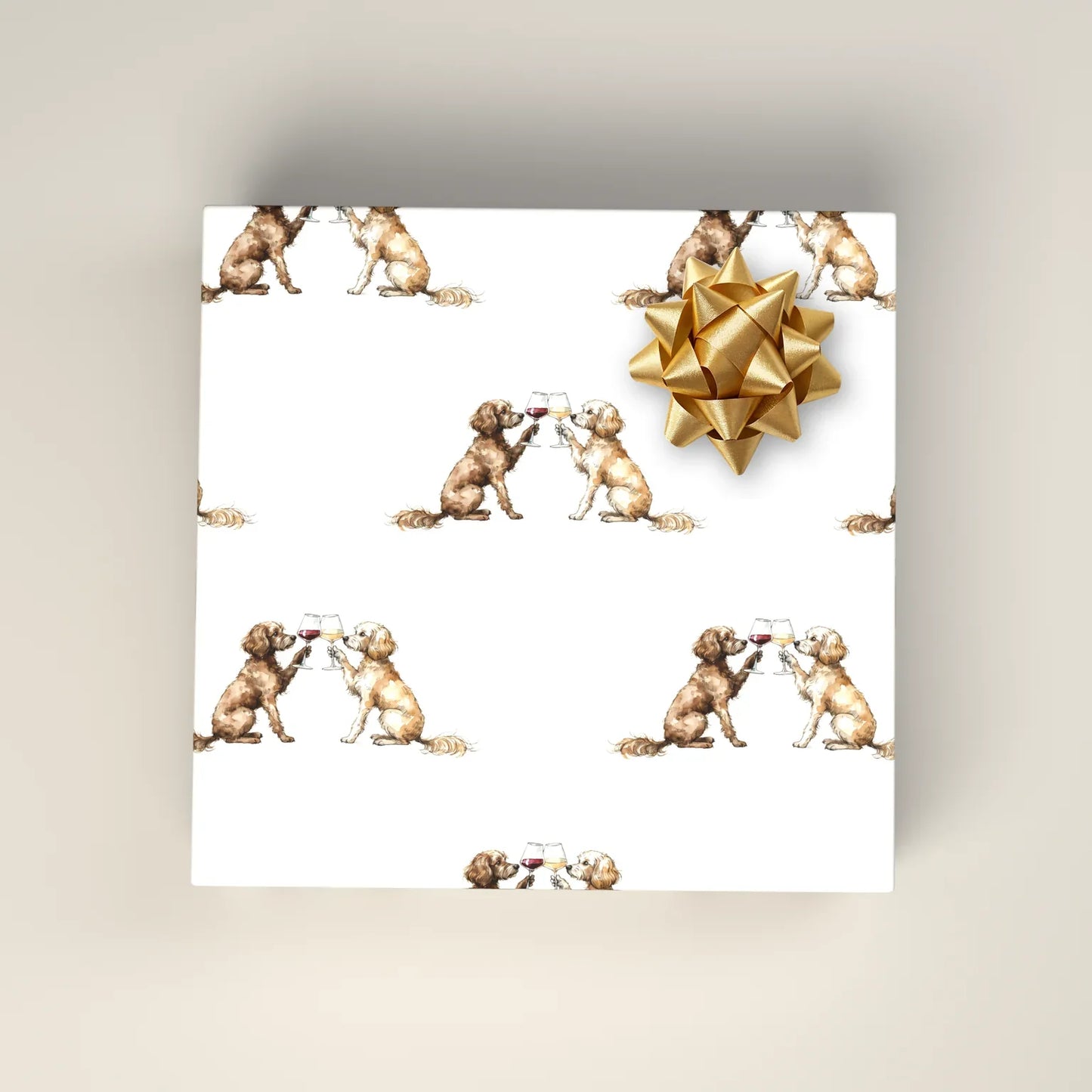 Happy Hour Cavapoo Wrapping Paper — wrapped gift presentation