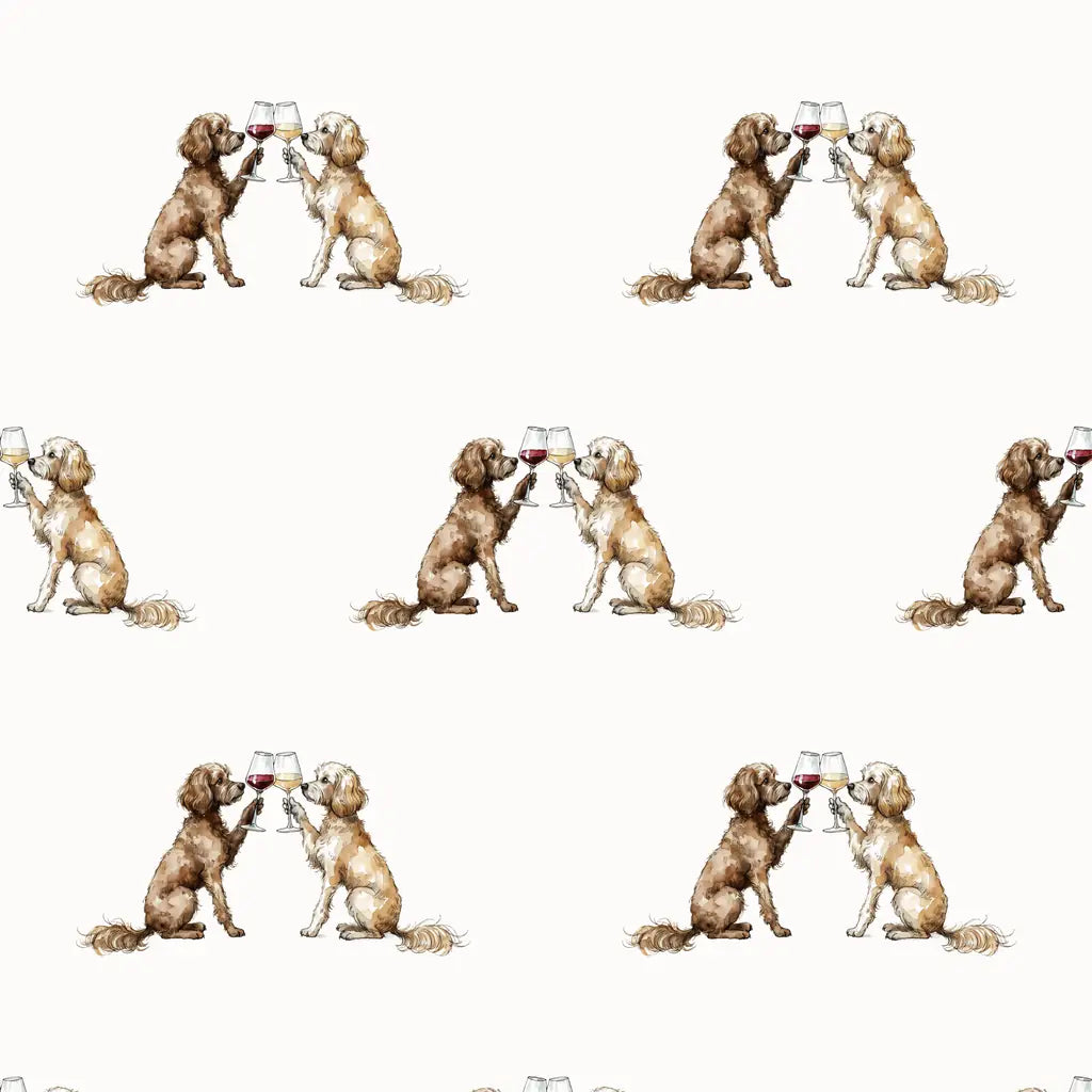 Happy Hour Cavapoo Wrapping Paper — repeating pattern tile