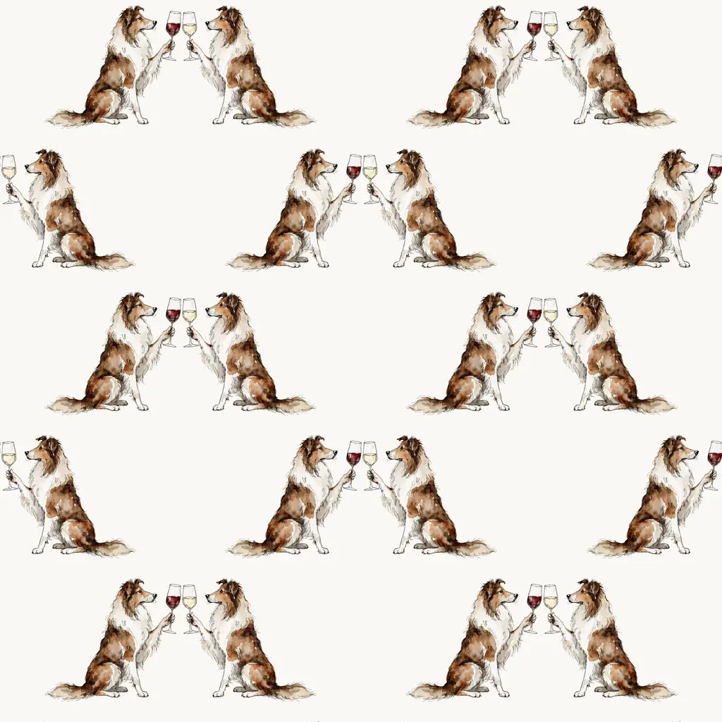 Happy Hour Collie Wrapping Paper — repeating pattern tile
