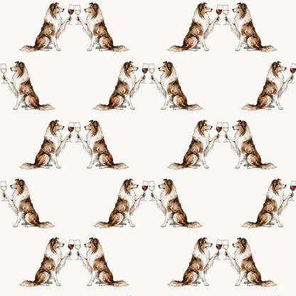 Happy Hour Collie Wrapping Paper — repeating pattern tile